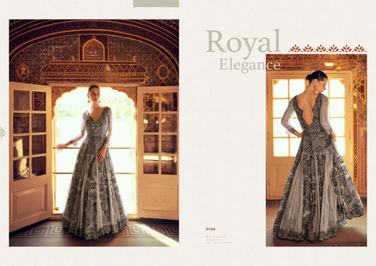 5768 Karishma Sayuri Jacquard Silk One Piece Gown