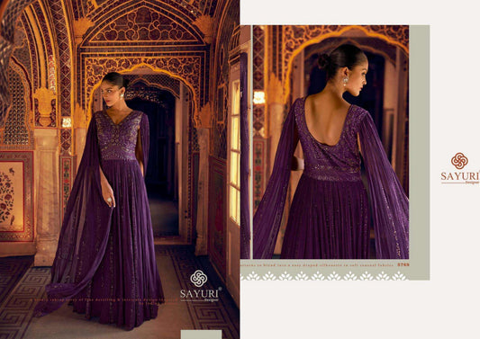 5769 Karishma Sayuri Jacquard Silk One Piece Gown