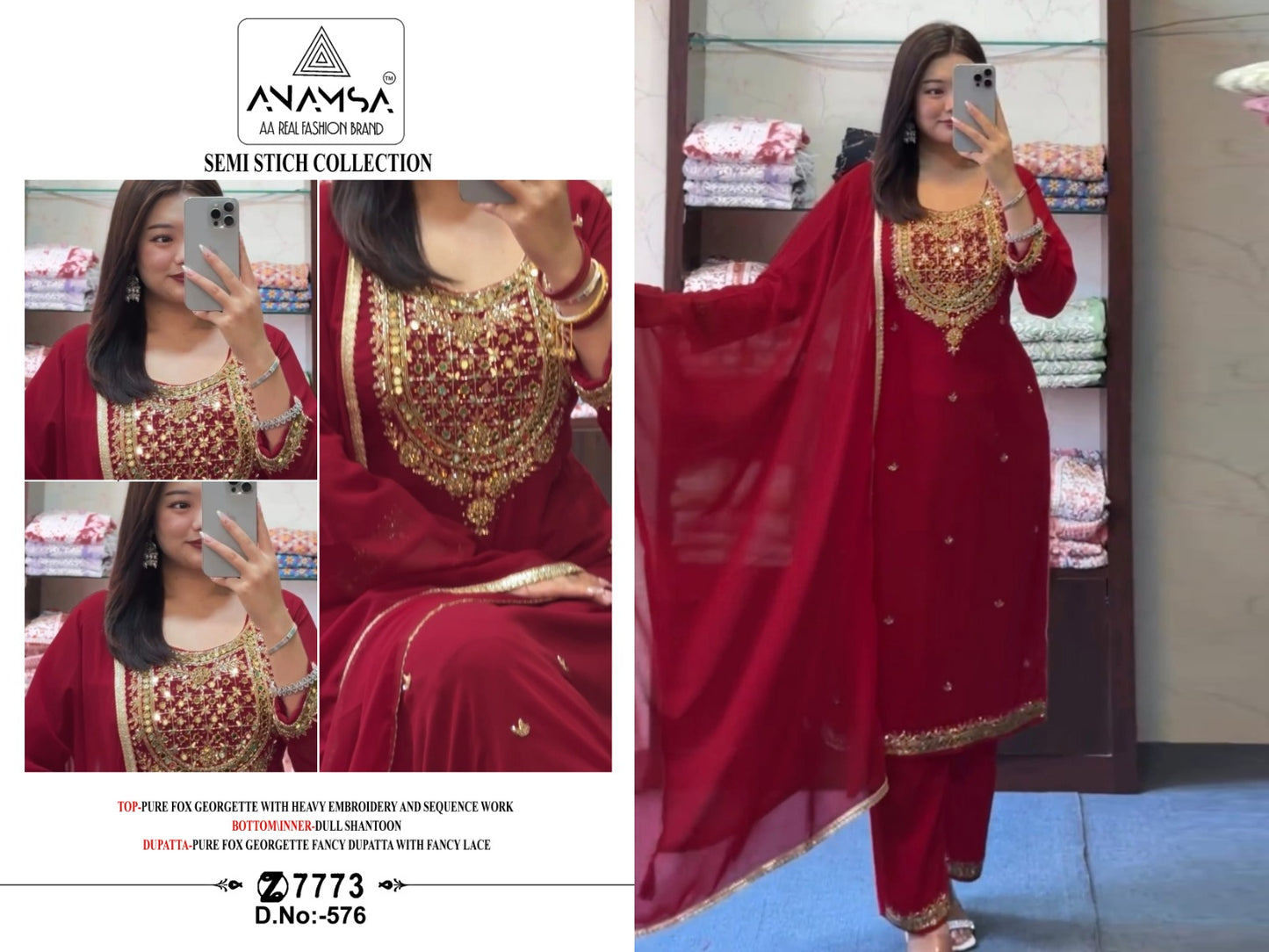 576 Anamsa Sequence Work Pakistani Salwar Suits