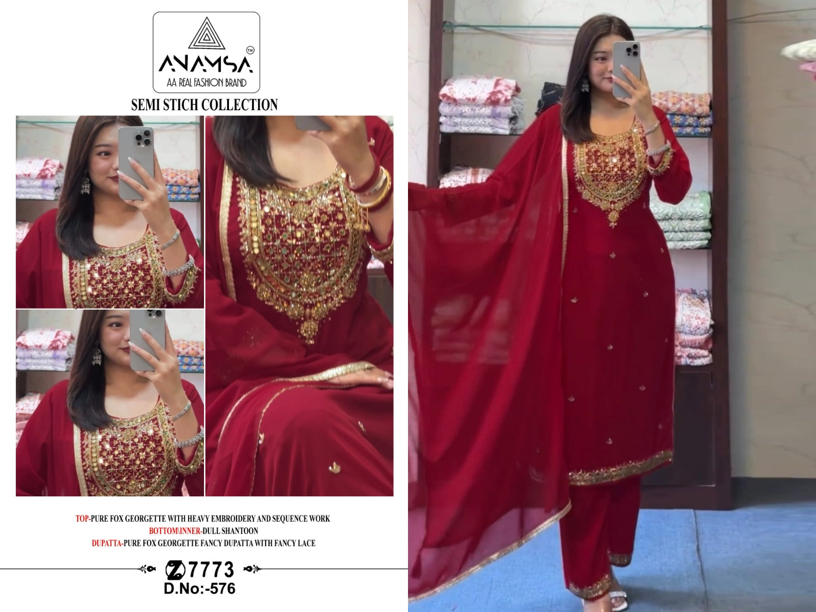 576 Anamsa Sequence Work Pakistani Salwar Suits