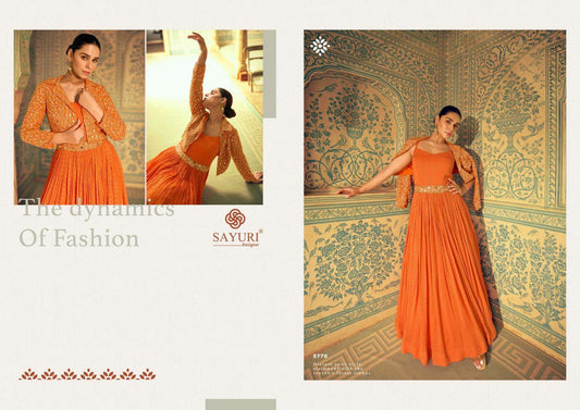 5770 Karishma Sayuri Jacquard Silk One Piece Gown