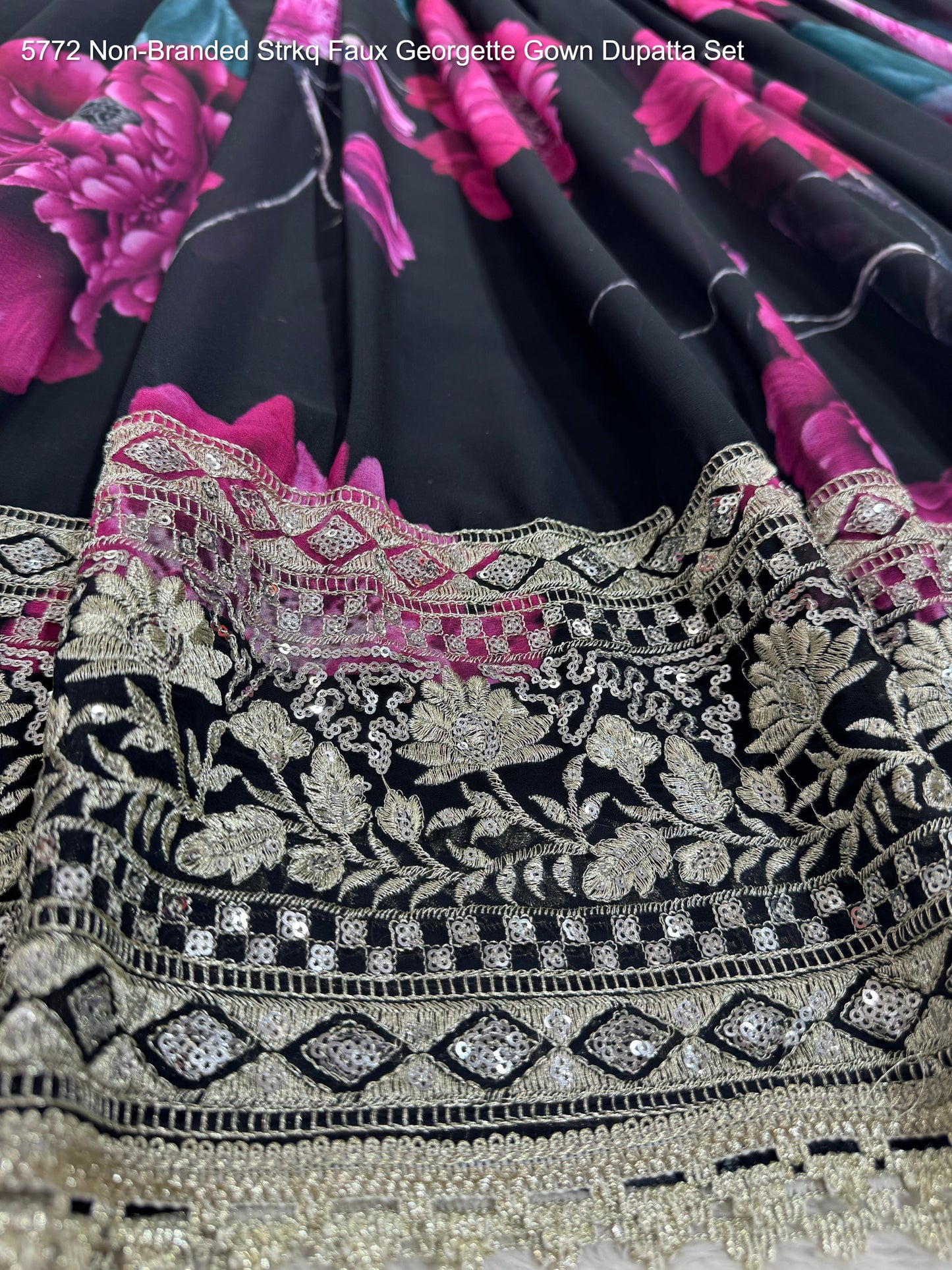 5772 Non-Branded Strkq Faux Georgette Gown Dupatta Set
