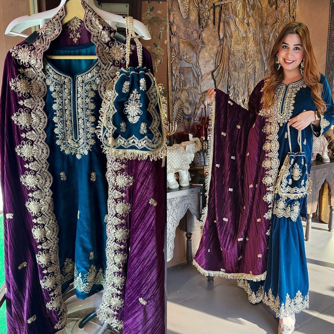 5778 Blue Aarohi Velvet Readymade Suits