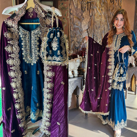 5778 Blue Aarohi Velvet Readymade Suits