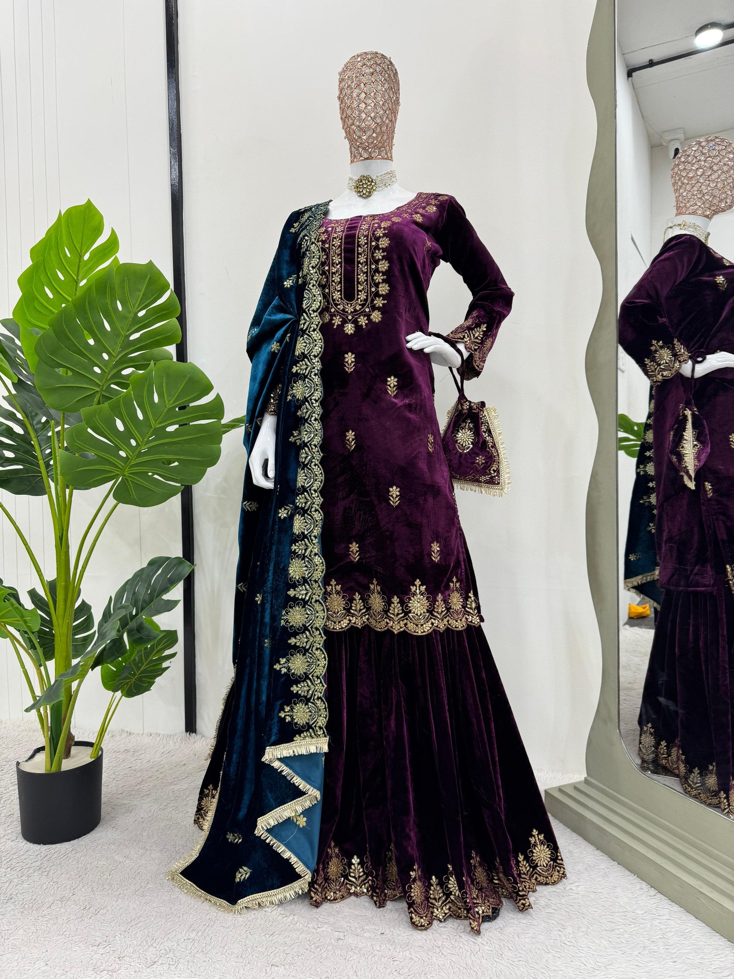 5778 Wine Aarohi Velvet Readymade Suits
