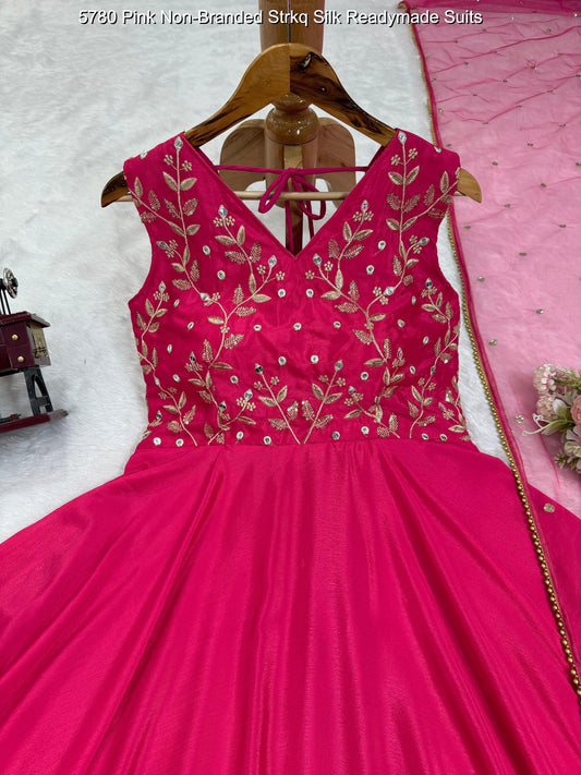5780 Pink Non-Branded Strkq Silk Readymade Suits