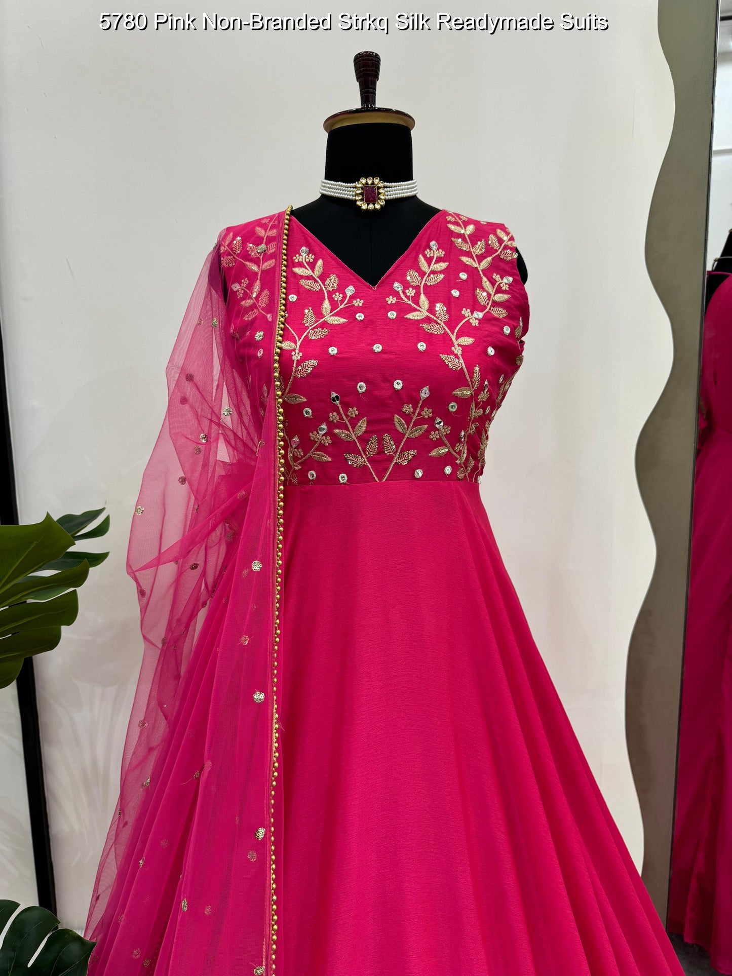 5780 Pink Non-Branded Strkq Silk Readymade Suits