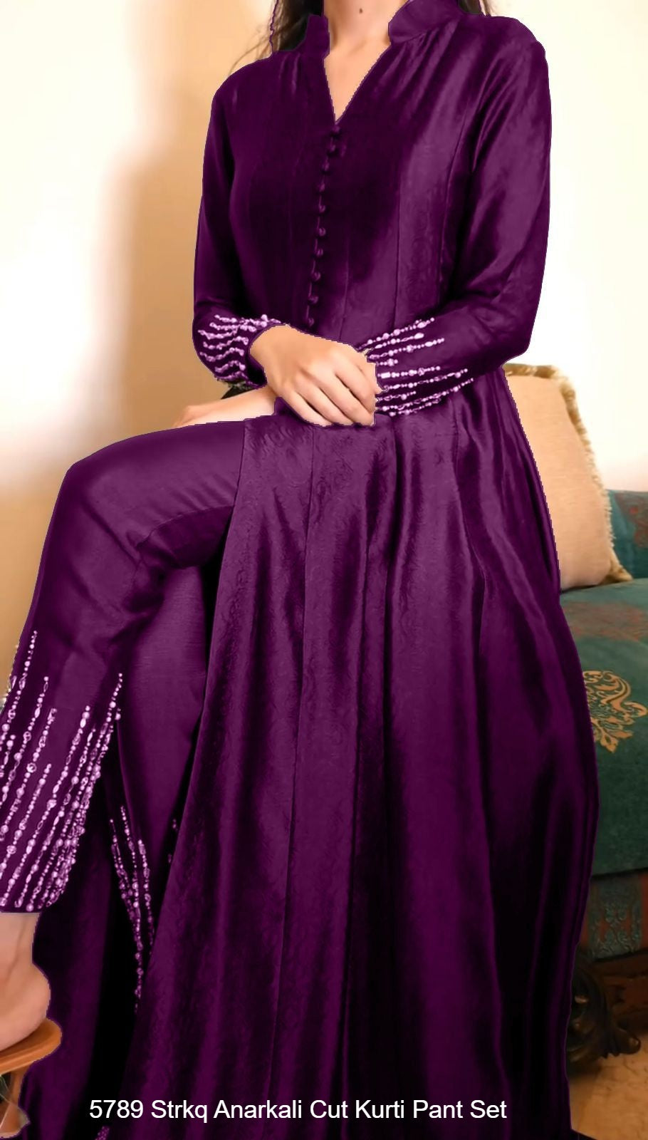 5789 Strkq Anarkali Cut Kurti Pant Set