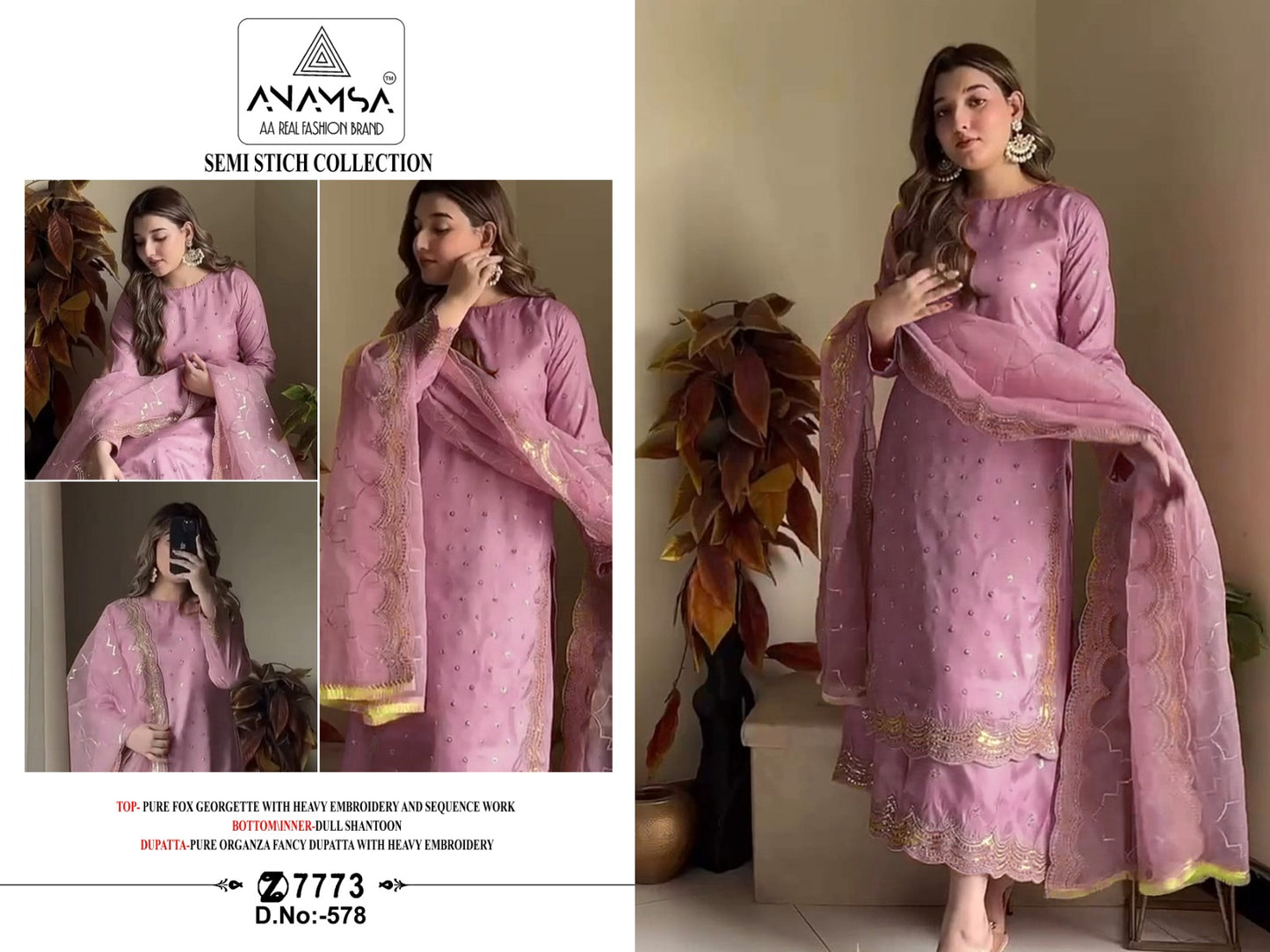 578 Anamsa Sequence Work Pakistani Salwar Suits
