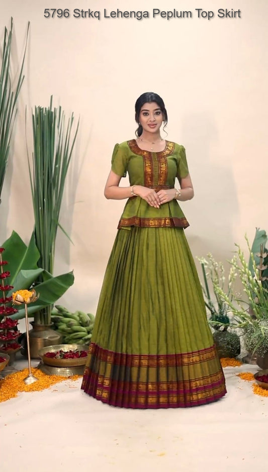 5796 Strkq Lehenga Peplum Top Skirt