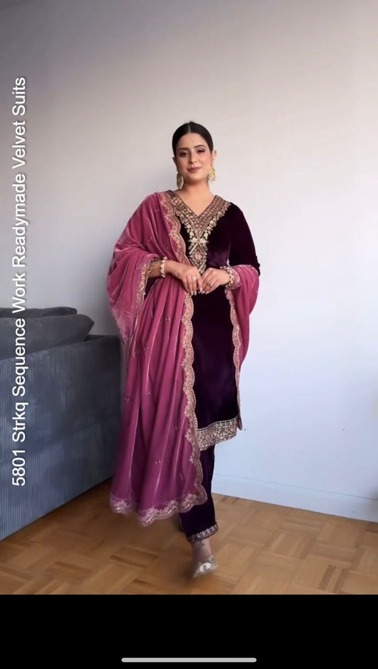 5801 Strkq Sequence Work Readymade Velvet Suits