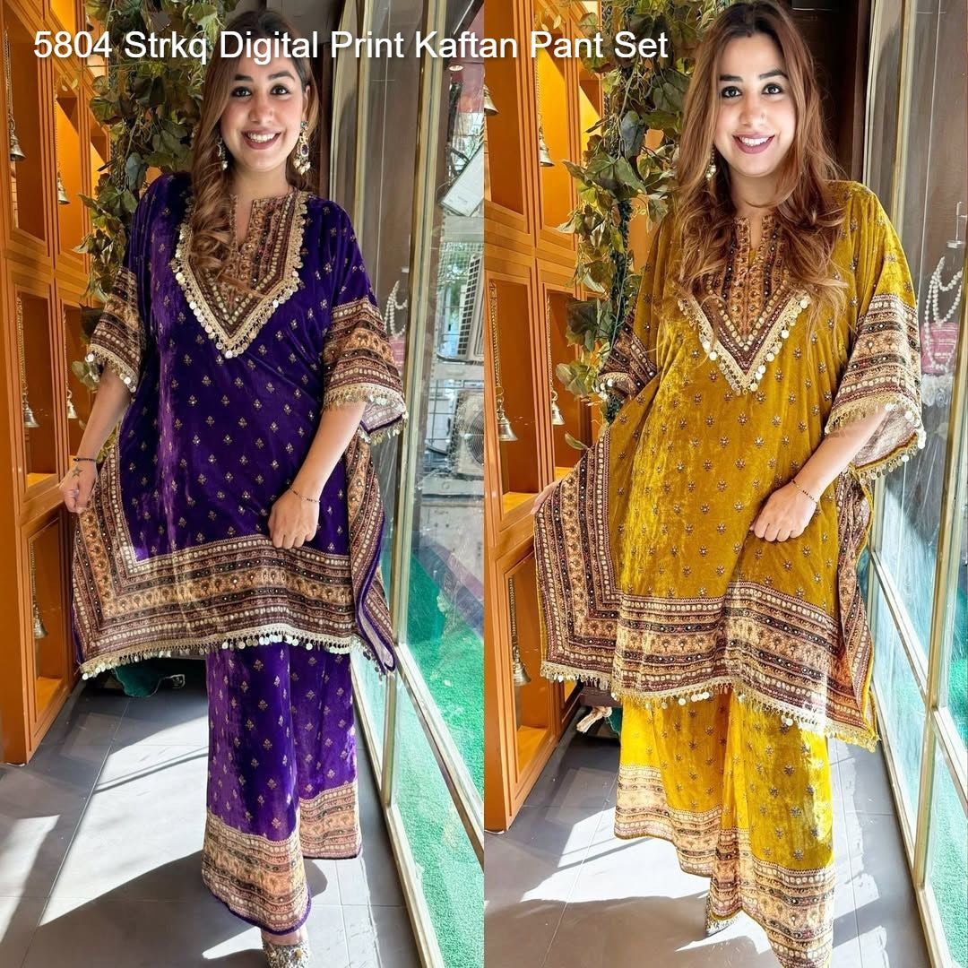 5804 Strkq Digital Print Kaftan Pant Set