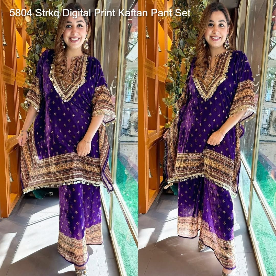 5804 Strkq Digital Print Kaftan Pant Set