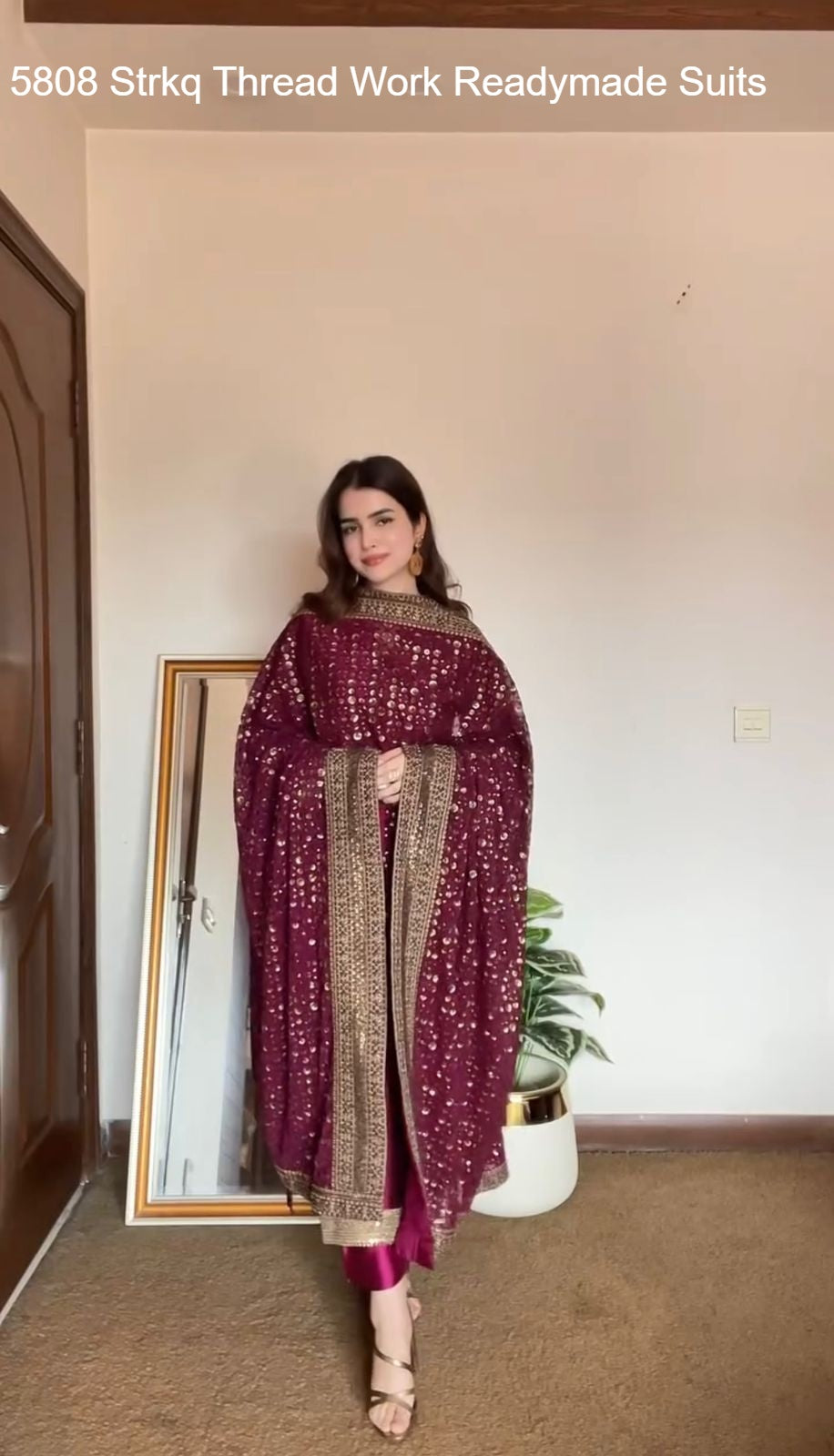 5808 Strkq Thread Work Readymade Suits