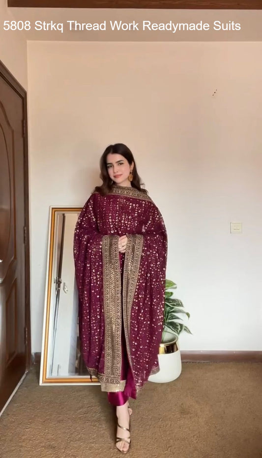 5808 Strkq Thread Work Readymade Suits