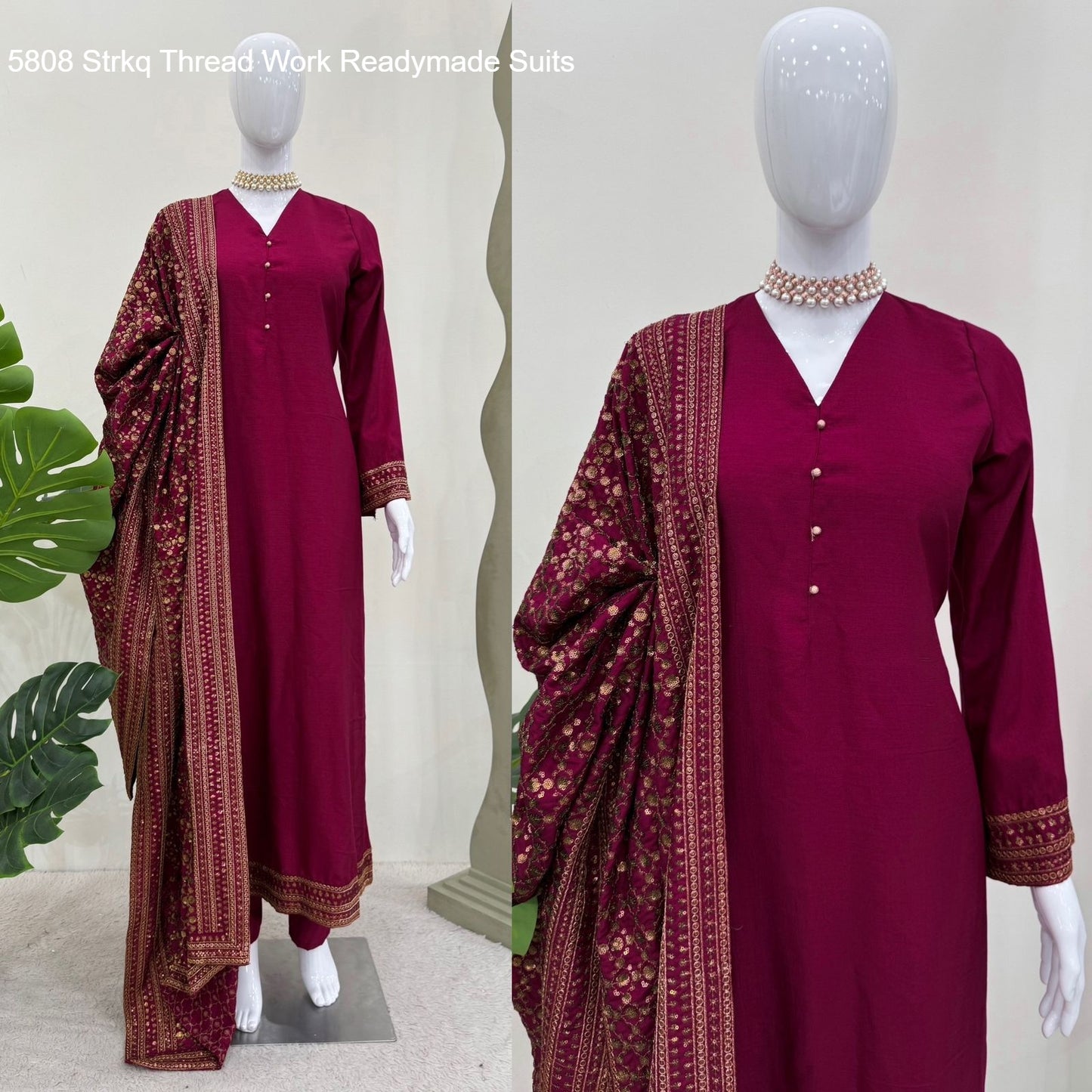 5808 Strkq Thread Work Readymade Suits