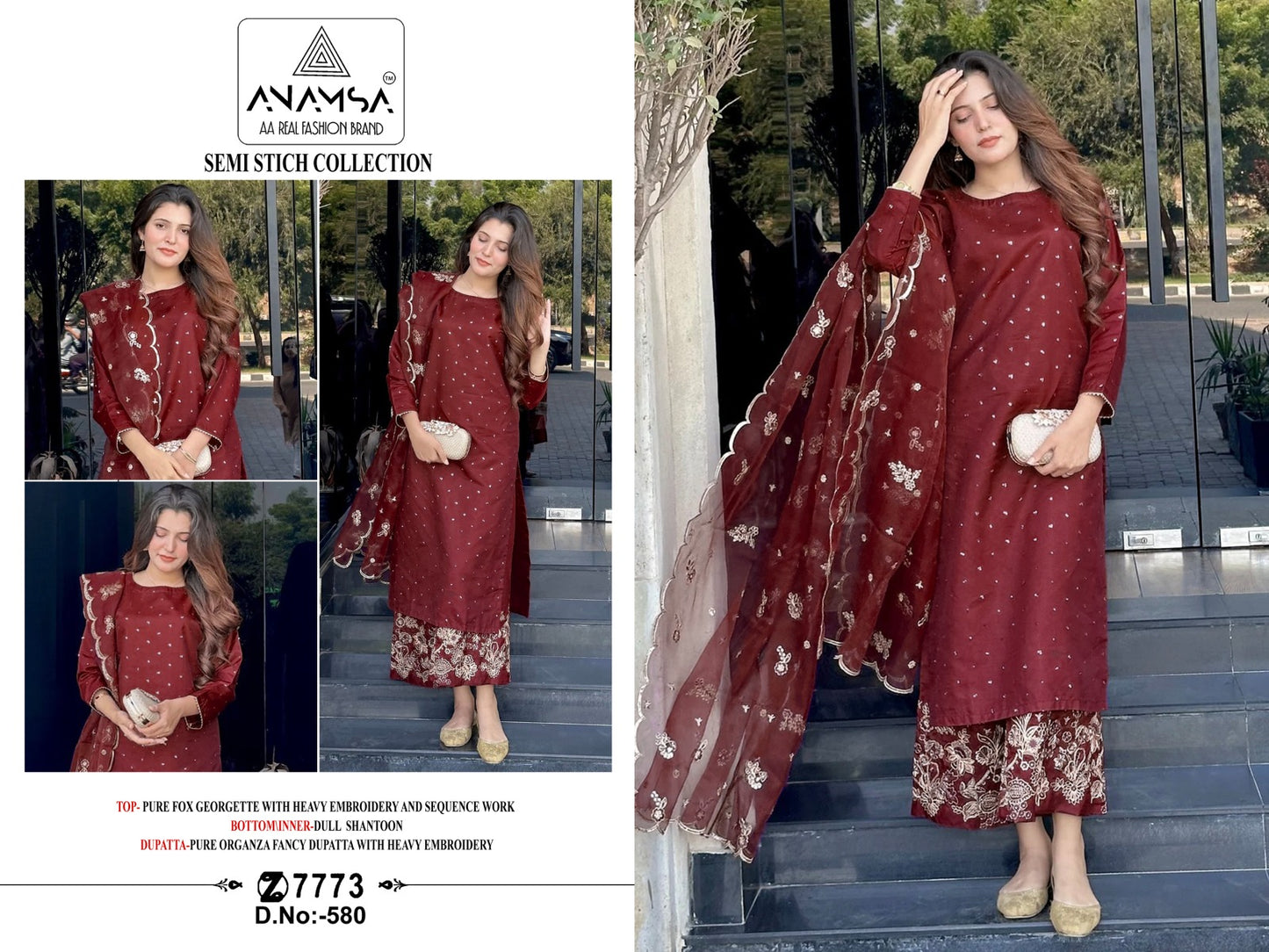 580 Anamsa Embroidered Pakistani Salwar Suits