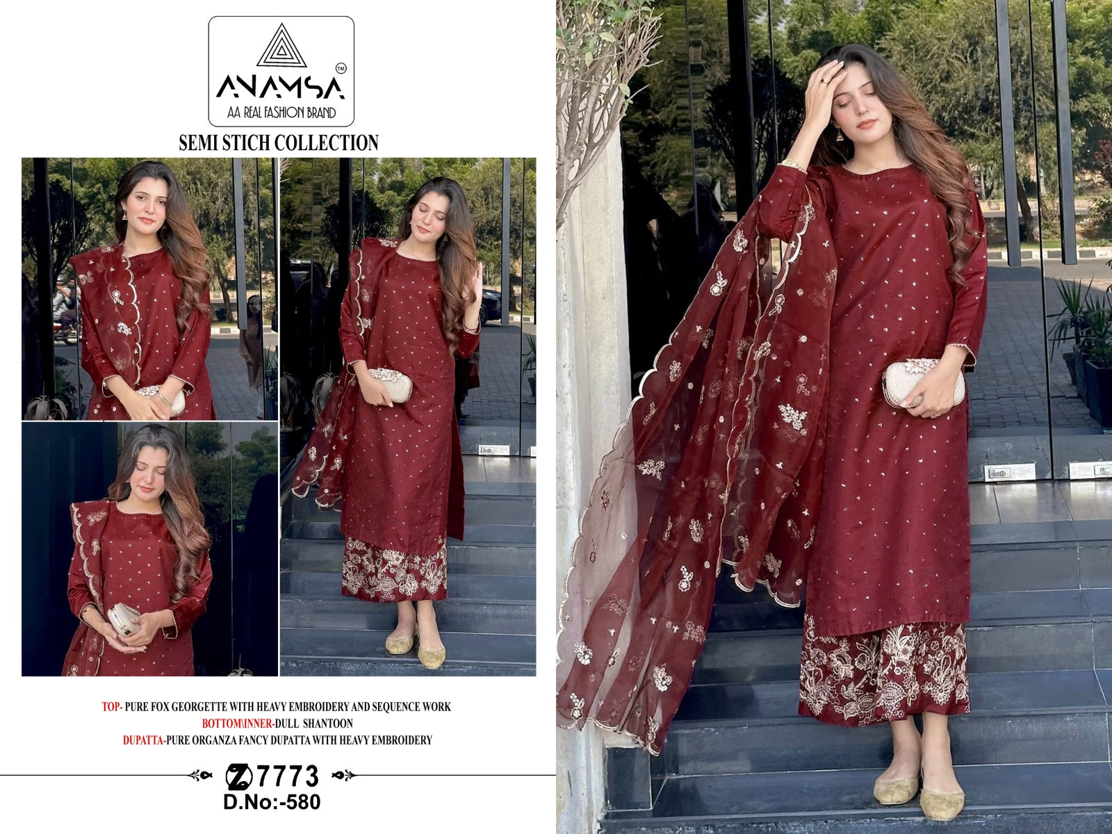 580 Anamsa Embroidered Pakistani Salwar Suits