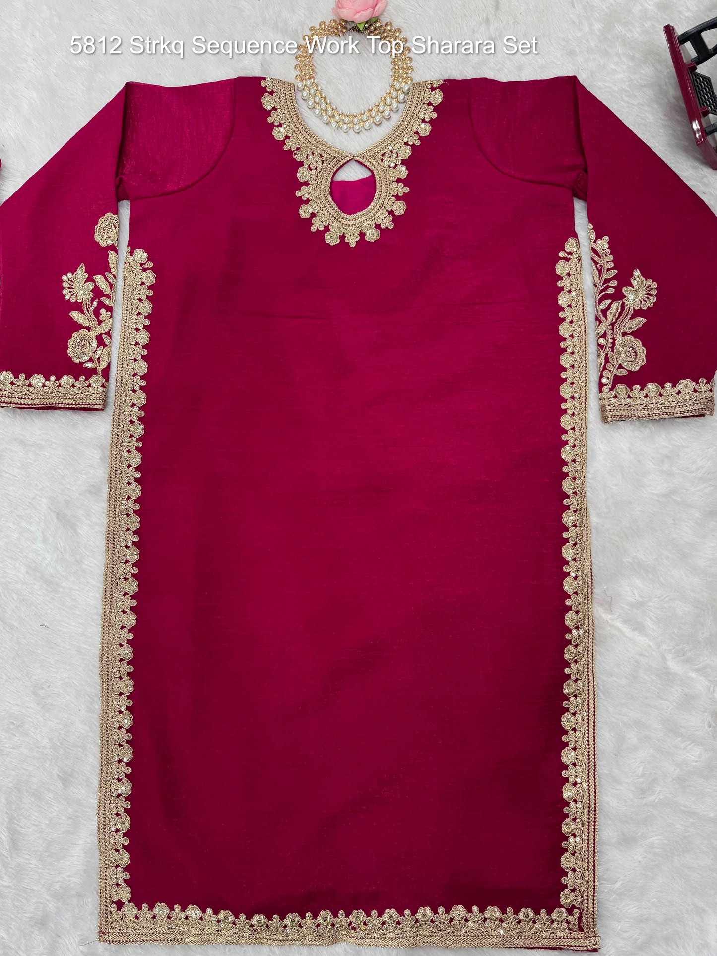 5812 Strkq Sequence Work Top Sharara Set