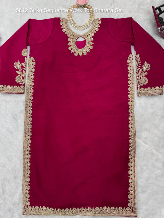 5812 Strkq Sequence Work Top Sharara Set