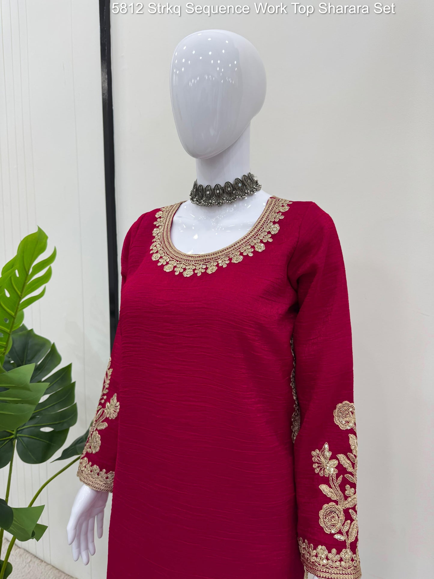 5812 Strkq Sequence Work Top Sharara Set