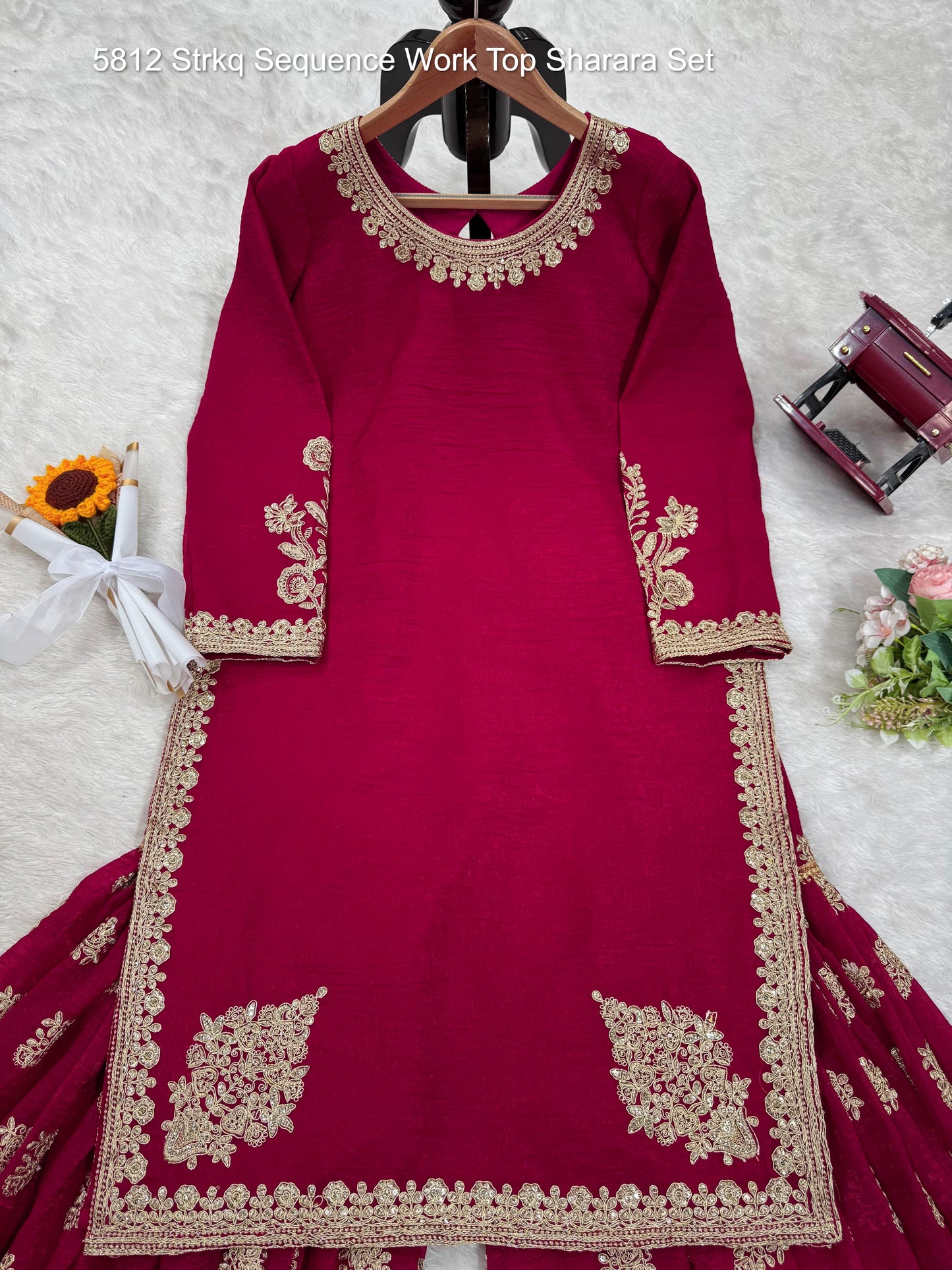 5812 Strkq Sequence Work Top Sharara Set