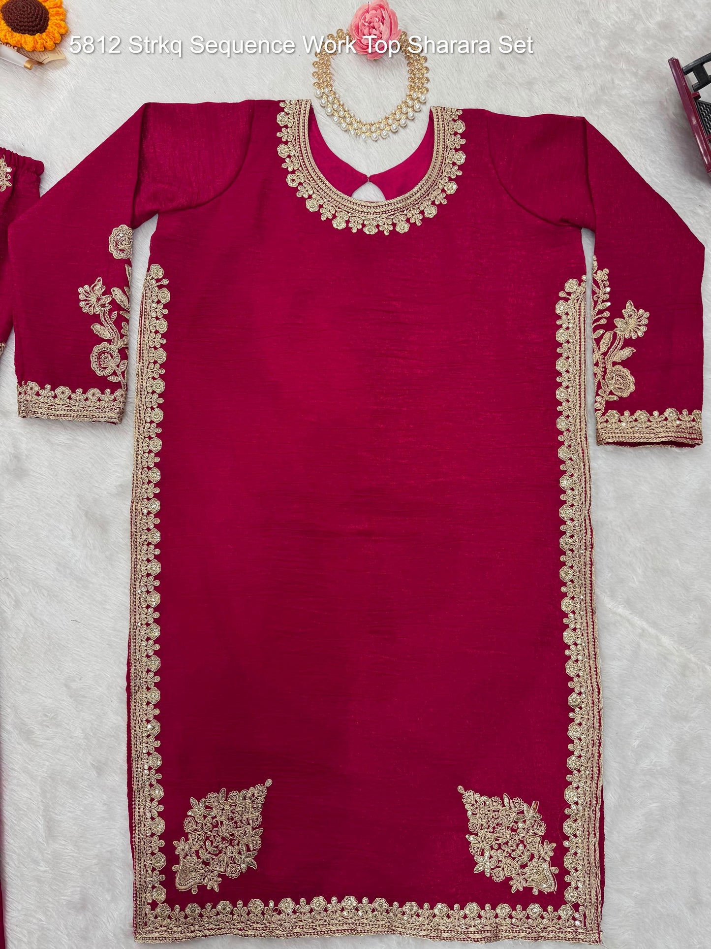 5812 Strkq Sequence Work Top Sharara Set