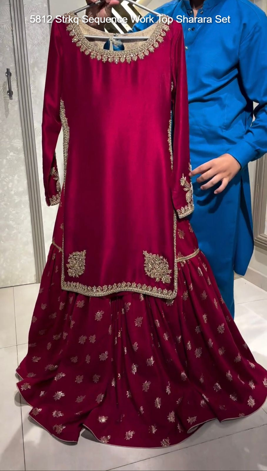5812 Strkq Sequence Work Top Sharara Set