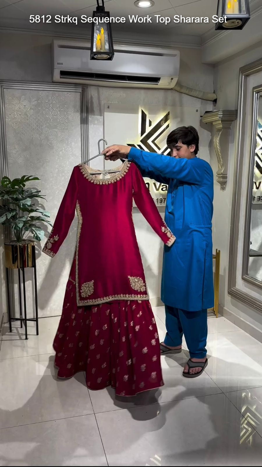 5812 Strkq Sequence Work Top Sharara Set