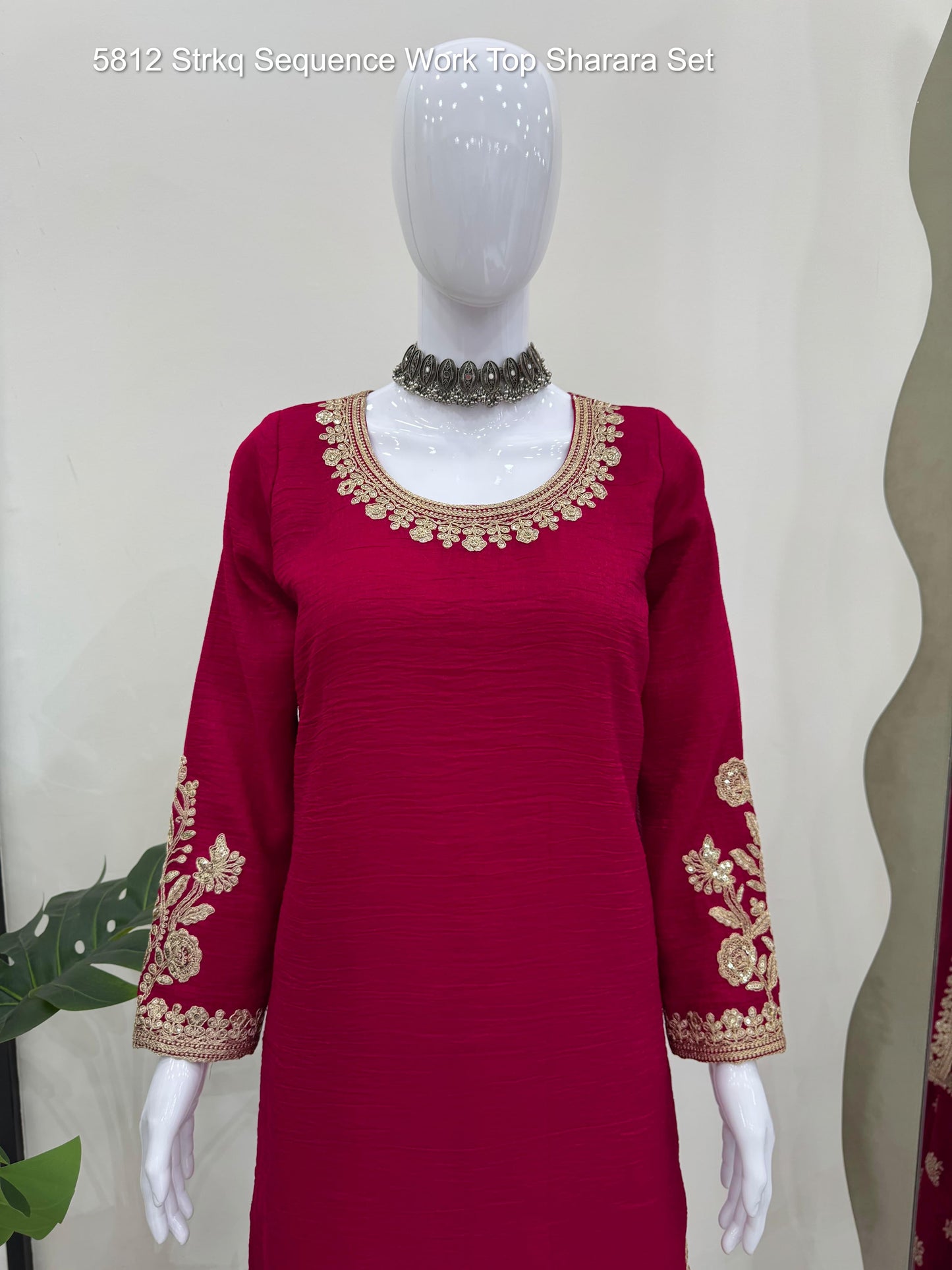 5812 Strkq Sequence Work Top Sharara Set