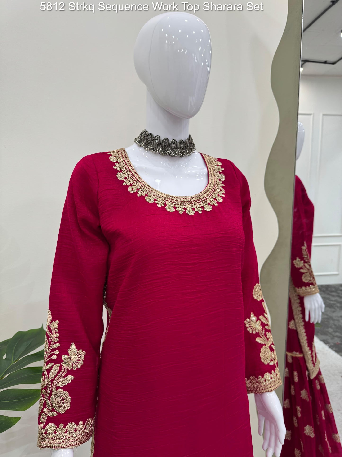 5812 Strkq Sequence Work Top Sharara Set