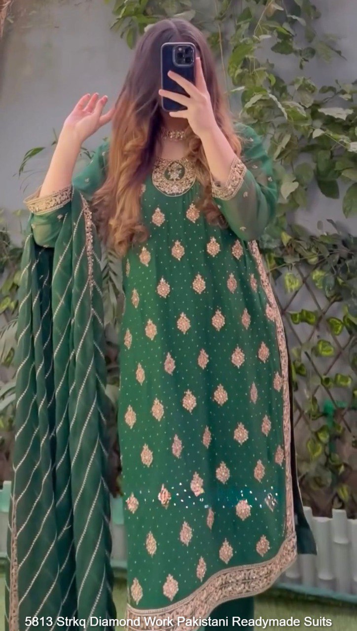 5813 Strkq Diamond Work Pakistani Readymade Suits