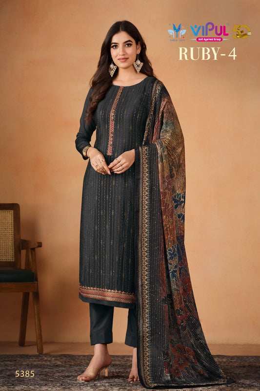 5385 Ruby Vol 4 Vipul Unstitched Suits