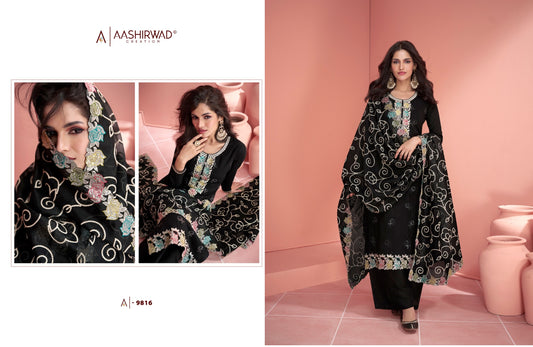 9816 Mehran Aashirwad Creation Unstitched Suits