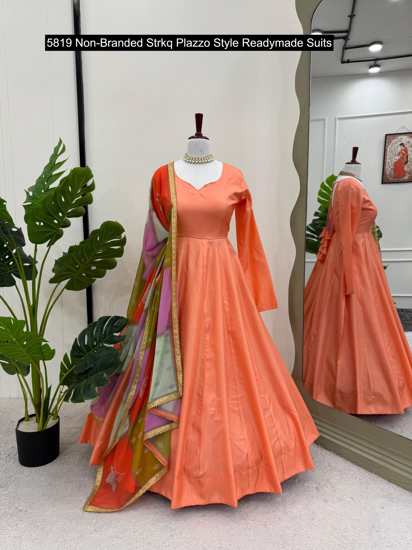 5819 Non-Branded Strkq Plazzo Style Readymade Suits