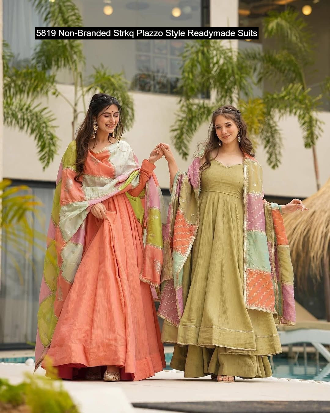 5819 Non-Branded Strkq Plazzo Style Readymade Suits