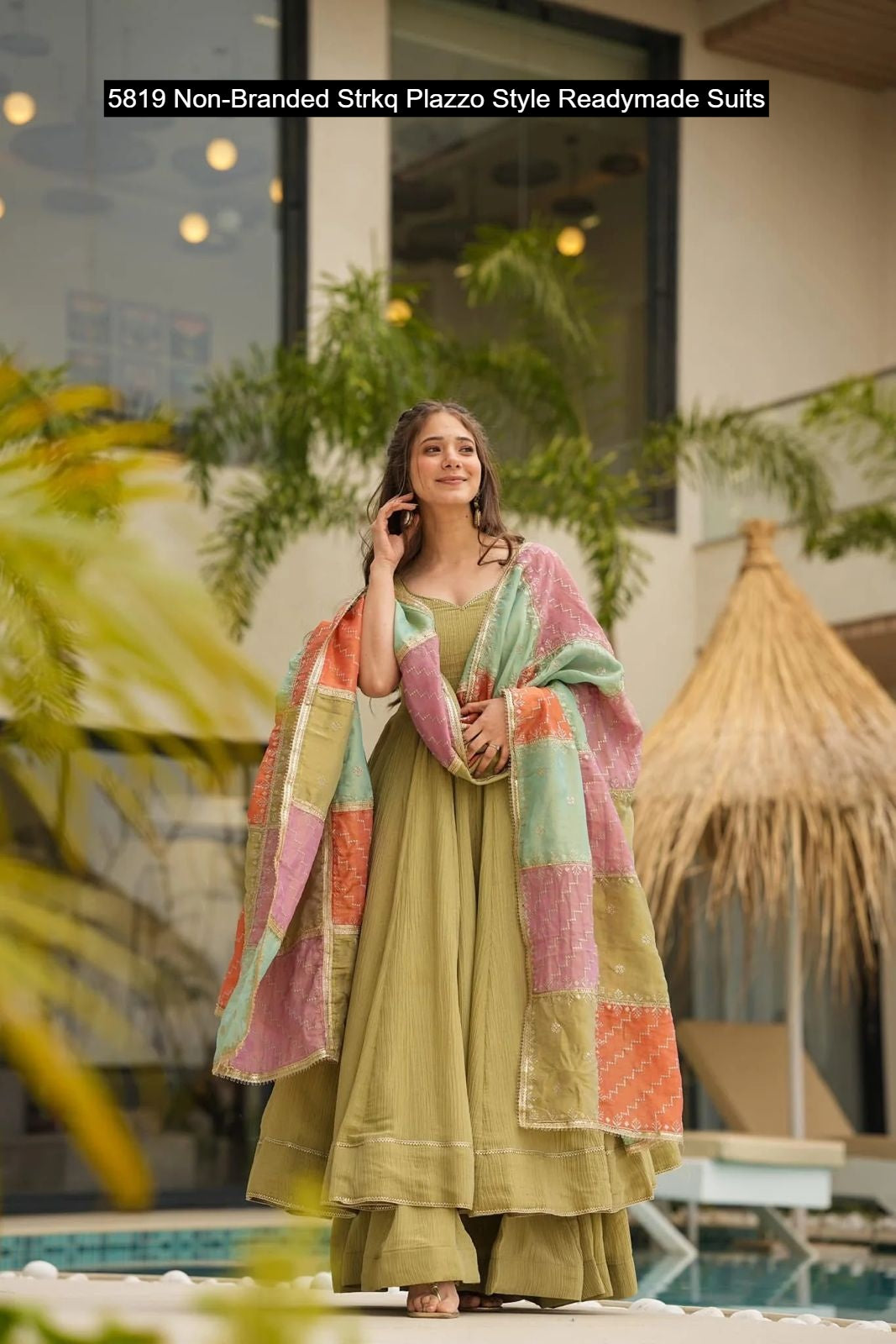 5819 Non-Branded Strkq Plazzo Style Readymade Suits