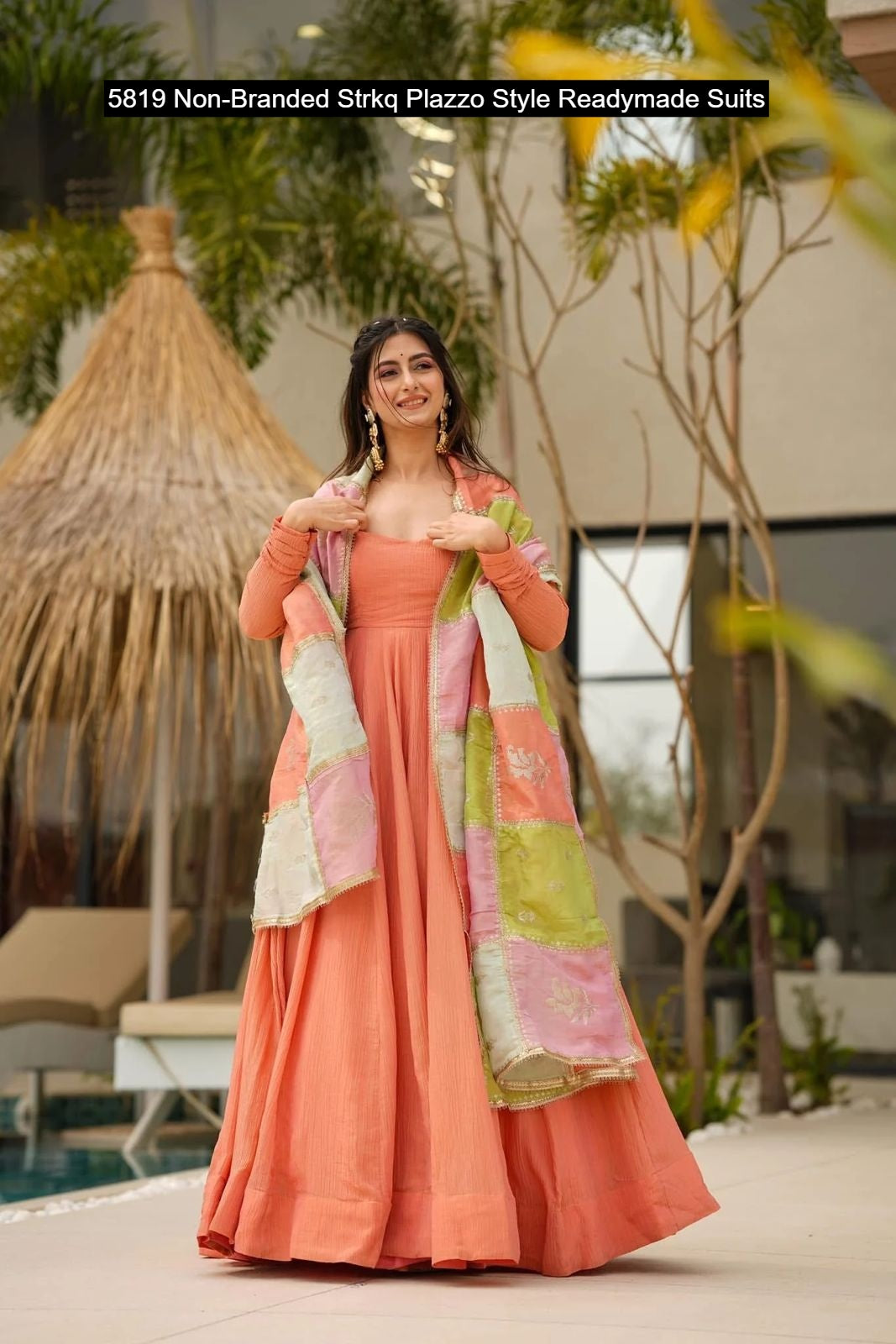 5819 Non-Branded Strkq Plazzo Style Readymade Suits