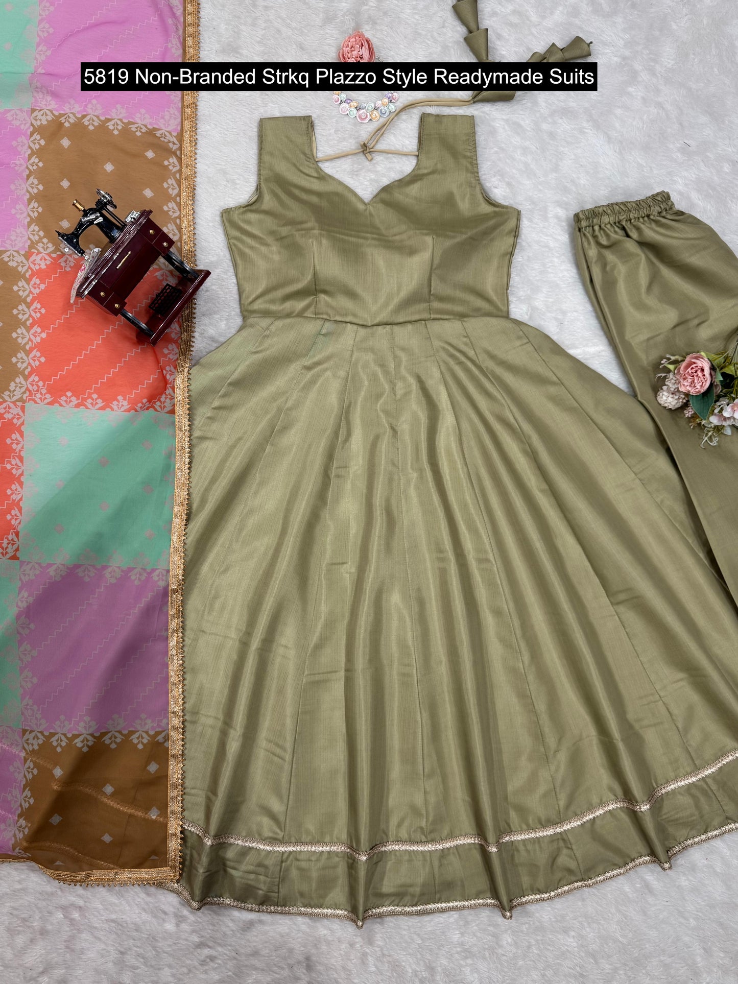 5819 Non-Branded Strkq Plazzo Style Readymade Suits