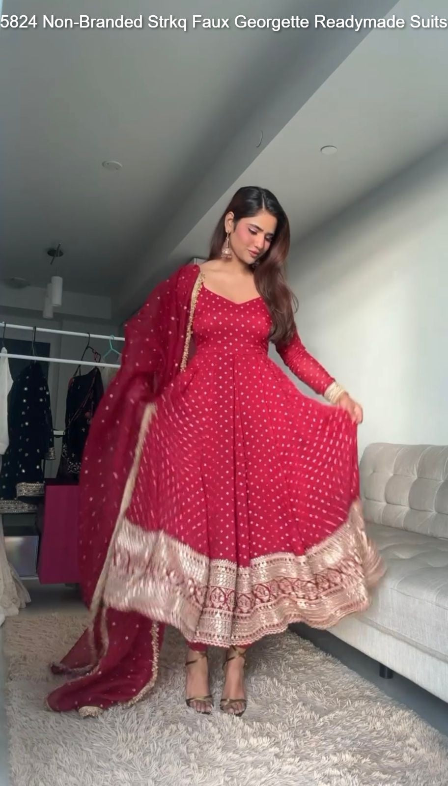 5824 Non-Branded Strkq Faux Georgette Readymade Suits