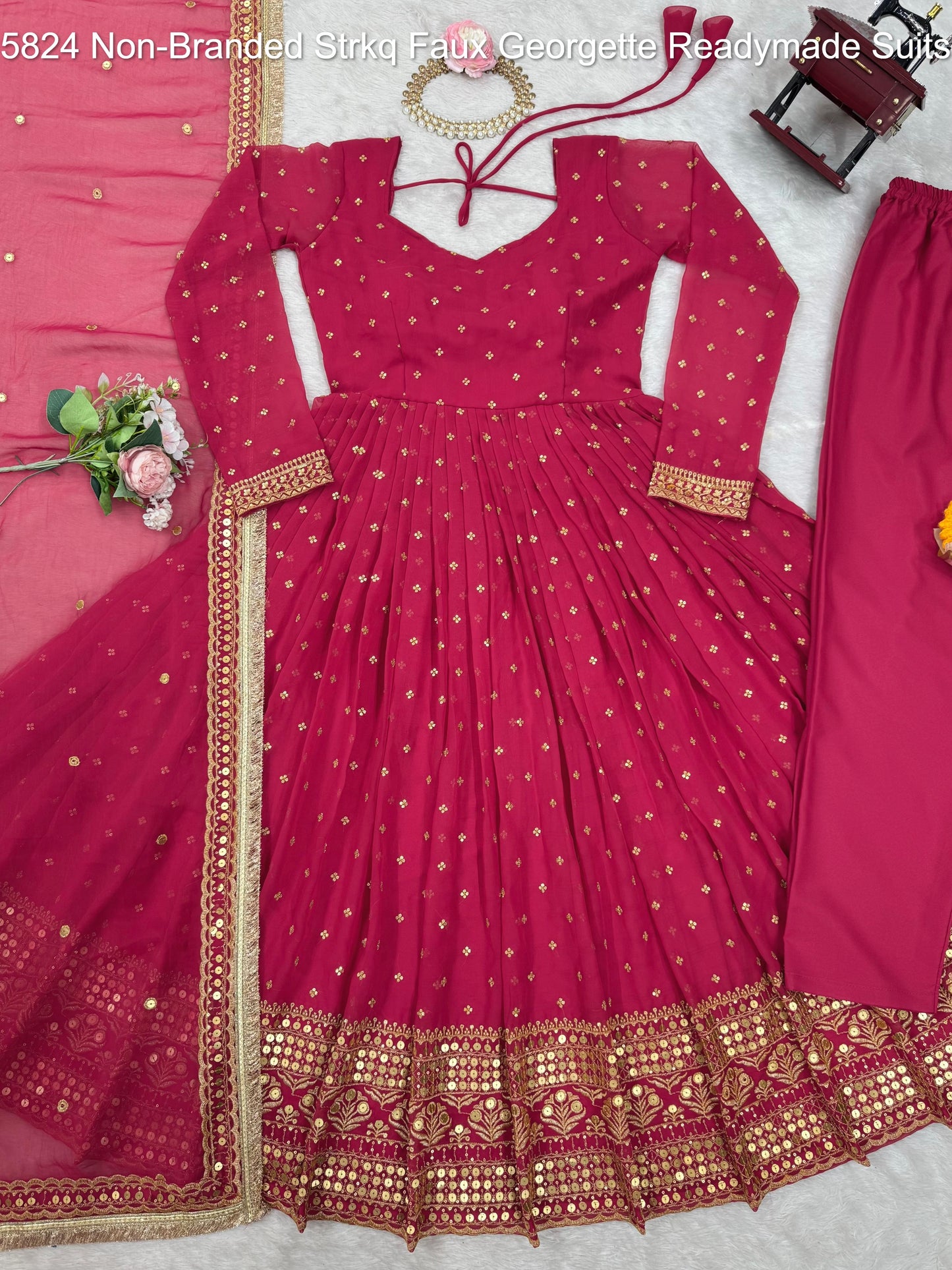 5824 Non-Branded Strkq Faux Georgette Readymade Suits