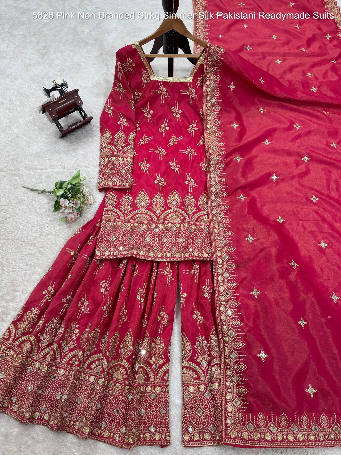 5828 Pink Non-Branded Strkq Simmer Silk Pakistani Readymade Suits