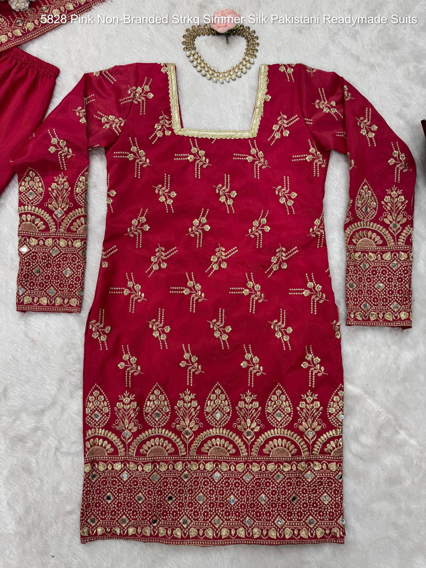 5828 Pink Non-Branded Strkq Simmer Silk Pakistani Readymade Suits