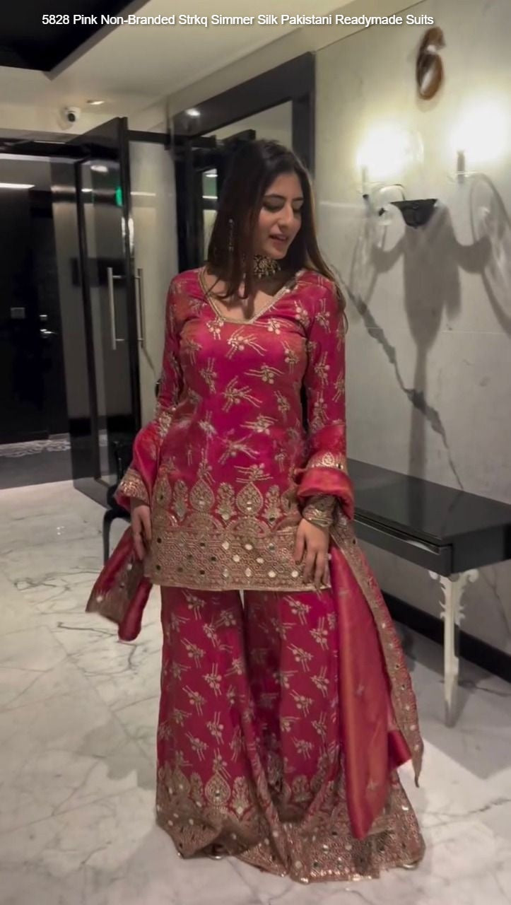 5828 Pink Non-Branded Strkq Simmer Silk Pakistani Readymade Suits
