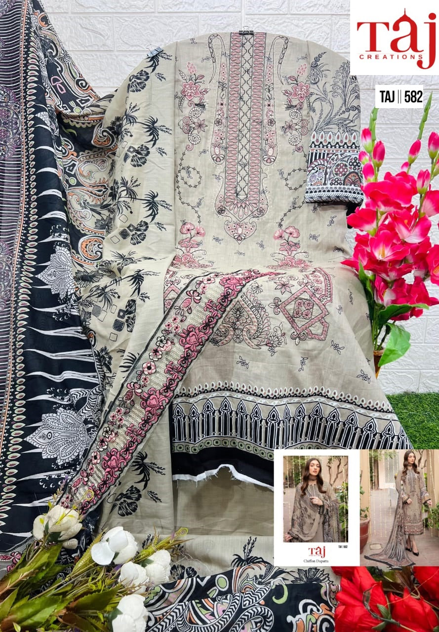 582 Taj Creations Embroidery Pakistani Salwar Suits