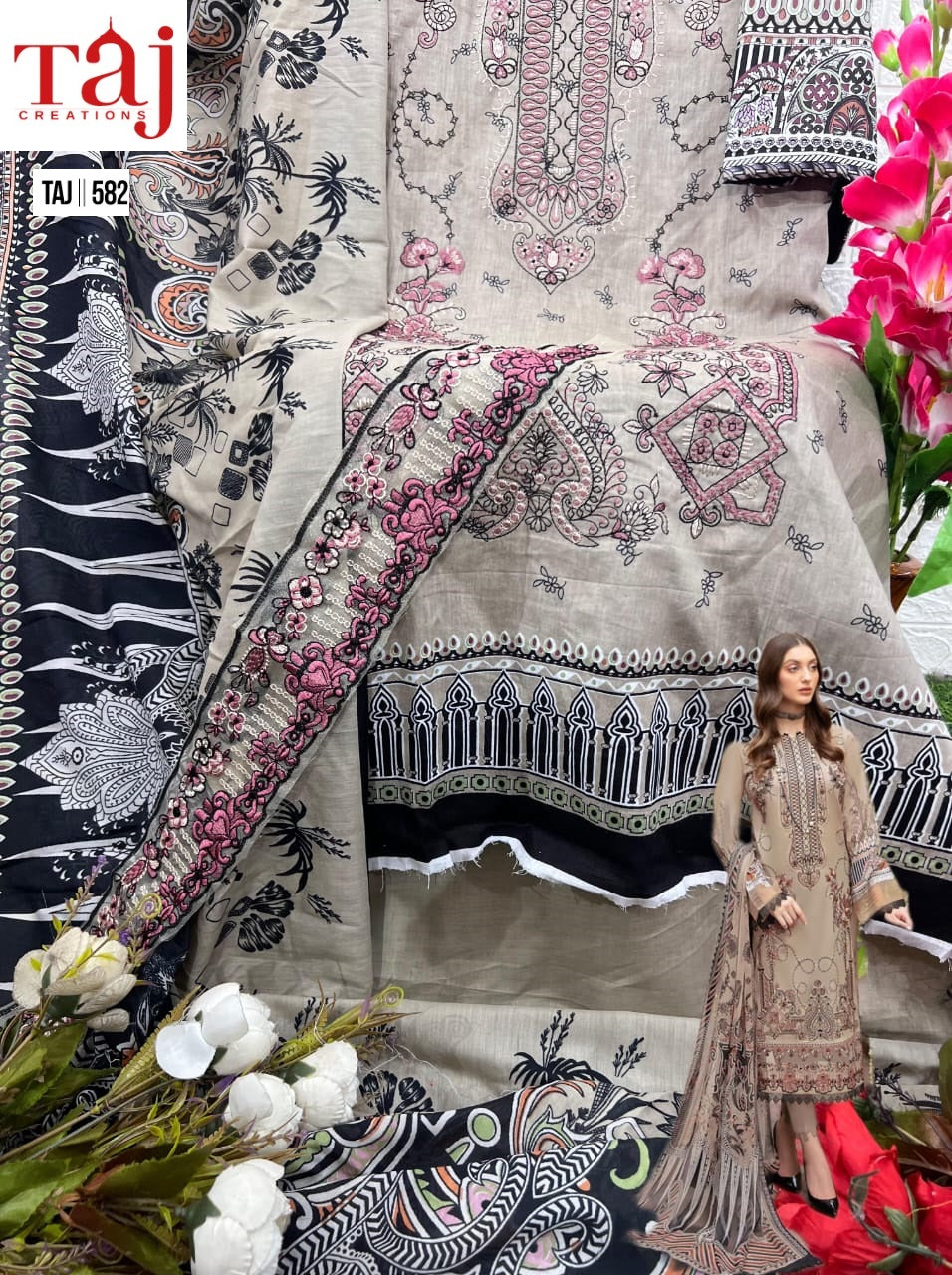 582 Taj Creations Embroidery Pakistani Salwar Suits