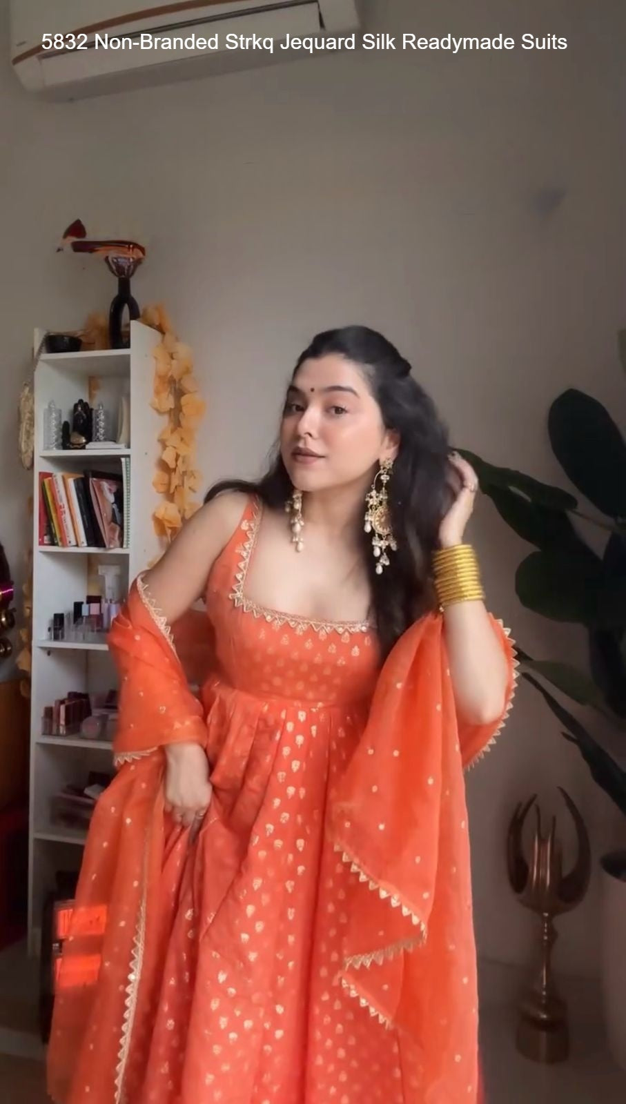 5832 Non-Branded Strkq Jequard Silk Readymade Suits