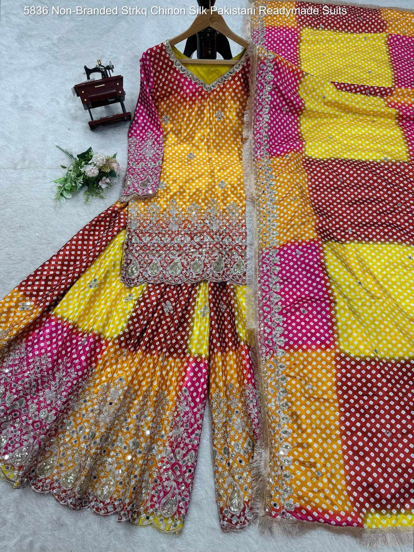 5836 Non-Branded Strkq Chinon Silk Pakistani Readymade Suits