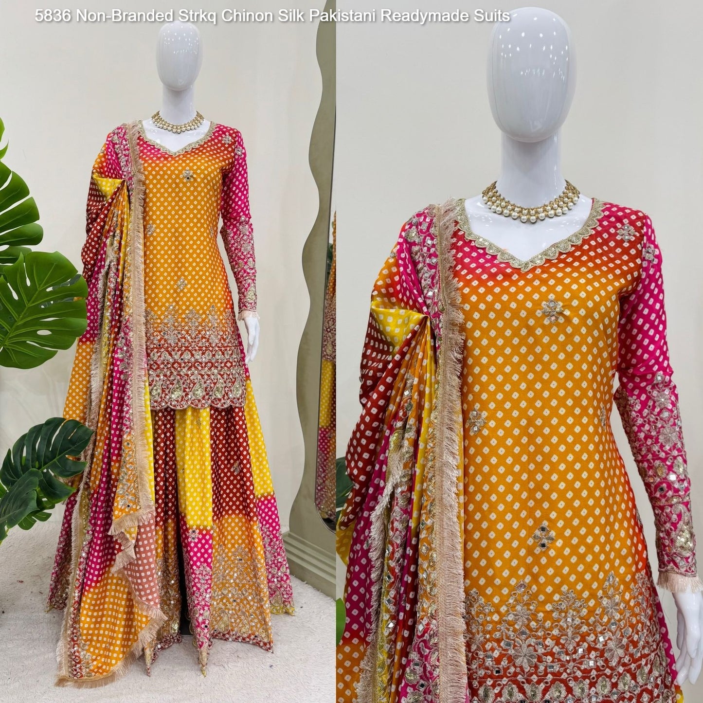 5836 Non-Branded Strkq Chinon Silk Pakistani Readymade Suits