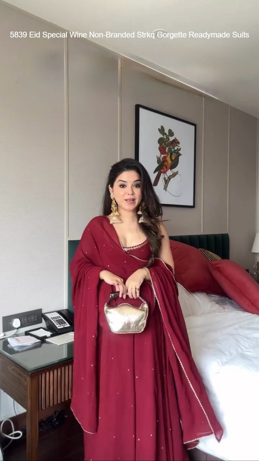 5839 Eid Special Wine Non-Branded Strkq Gorgette Readymade Suits